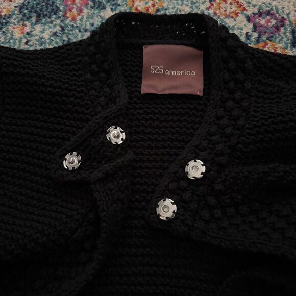 525 America Women's Black Chunky Knit Cardigan Sweater Size Small - Picture 5 of 10
